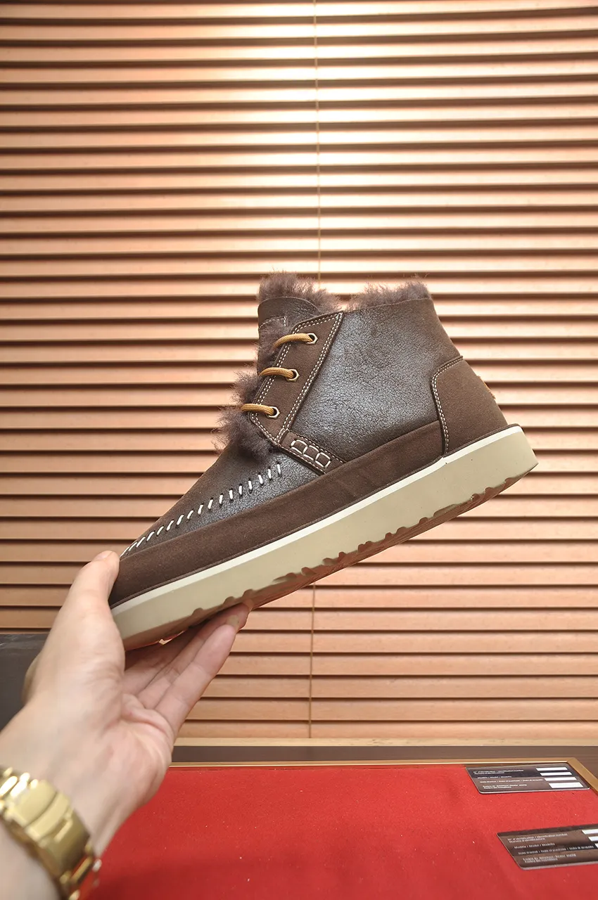 Men's shoes 💰640💶 [UGG] (full wool lining) top-end high-quality fur-in-one warm snow boots from Australia's warm luxury brand men's shoes, UGG-5877 official website synchronized, made of imported cowhide, carefully sewn...Imported rubber foam outsole (comfortable, soft, wear-resistant) The quality is really great...Exquisite workmanship, you can't put it down at first sight, available in sizes 39-44